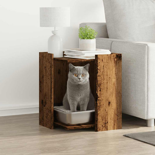Cat Litter Box Enclosure Old Wood 42x42x51 cm Engineered Wood Cat Litter Box Enclosure Old Wood 42x42x51 cm Engineered Wood