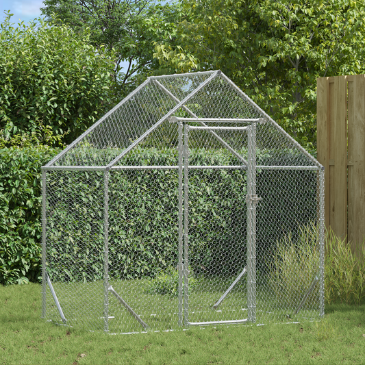 Chicken Cage Silver 170 x 100 x 177 cm Galvanised Steel Chicken Cage Silver 170 x 100 x 177 cm Galvanised Steel
