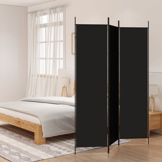 3-Panel Room Divider Black 150x200 cm Fabric 3-Panel Room Divider Black 150x200 cm Fabric