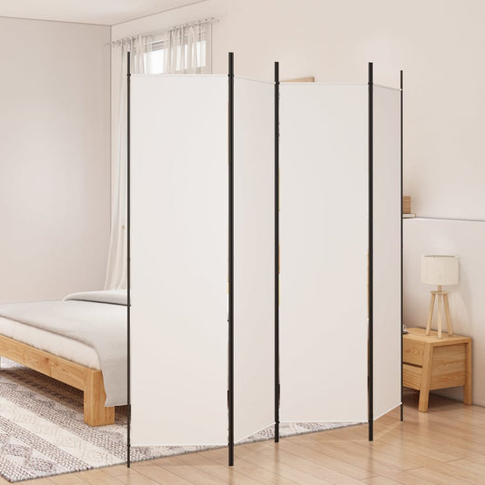4-Panel Room Divider White 200x200 cm Fabric 4-Panel Room Divider White 200x200 cm Fabric