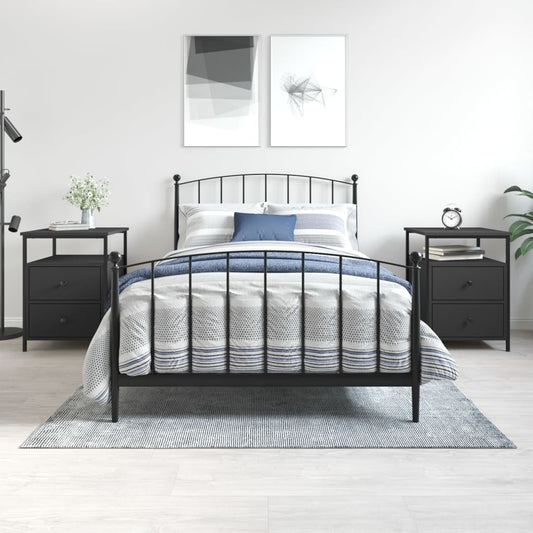 Bedside Cabinets 2 pcs Black 44x45x60 cm Engineered Wood Bedside Cabinets 2 pcs Black 44x45x60 cm Engineered Wood