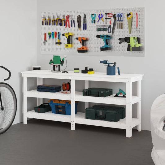 Work Bench White 181x50x80 cm Solid Wood Pine Work Bench White 181x50x80 cm Solid Wood Pine