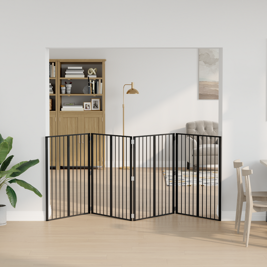 Dog Gate 4 pcs Black 80 x 100 cm Galvanised Steel Dog Gate 4 pcs Black 80 x 100 cm Galvanised Steel