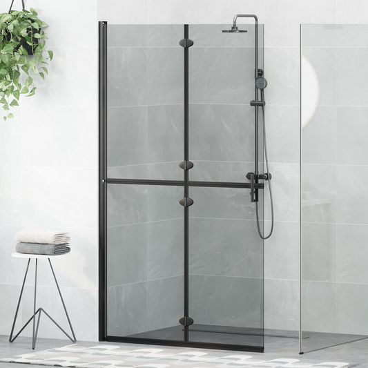 Walk-In Shower Wall Folding Black 110 x 6.5 x 190 cm Walk-In Shower Wall Folding Black 110 x 6.5 x 190 cm