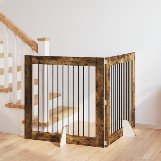 Foldable Dog Gate with Stands 2 pcs Smoked Oak 200.5 cm Foldable Dog Gate with Stands 2 pcs Smoked Oak 200.5 cm