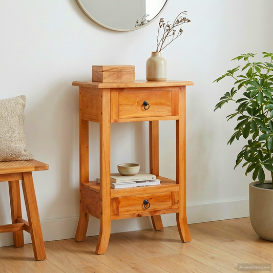 Console Table Natural 50.5 x 30 x 75.5 cm Solid Mahogany Wood Console Table Natural 50.5 x 30 x 75.5 cm Solid Mahogany Wood