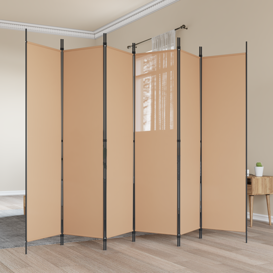 6-Panel Room Divider Beige 300 x 200 cm Fabric 6-Panel Room Divider Beige 300 x 200 cm Fabric