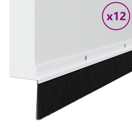 Screw-on Door Brush Seals 12 pcs White 100 cm Aluminium Alloy Screw-on Door Brush Seals 12 pcs White 100 cm Aluminium Alloy