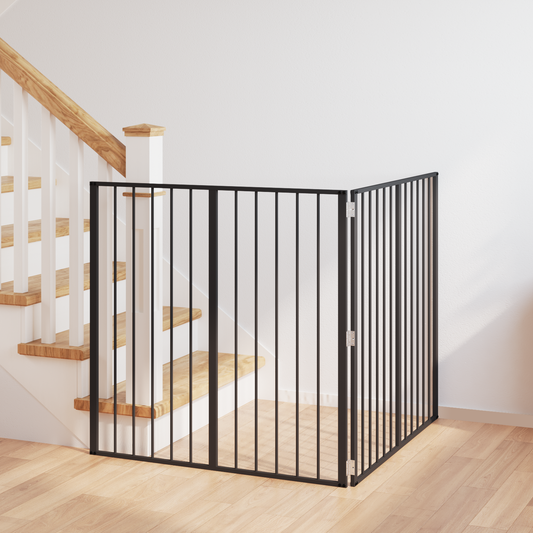 Dog Gate 2 Panels Black 100 x 100 cm Galvanised Steel Dog Gate 2 Panels Black 100 x 100 cm Galvanised Steel