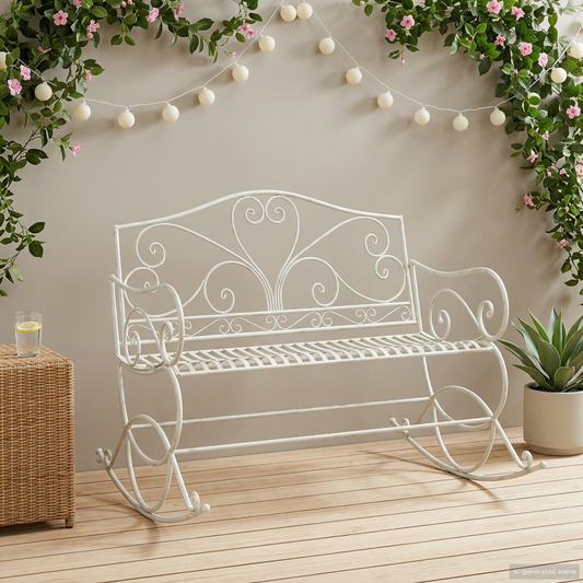 Garden Bench Antique White Steel Garden Bench Antique White Steel