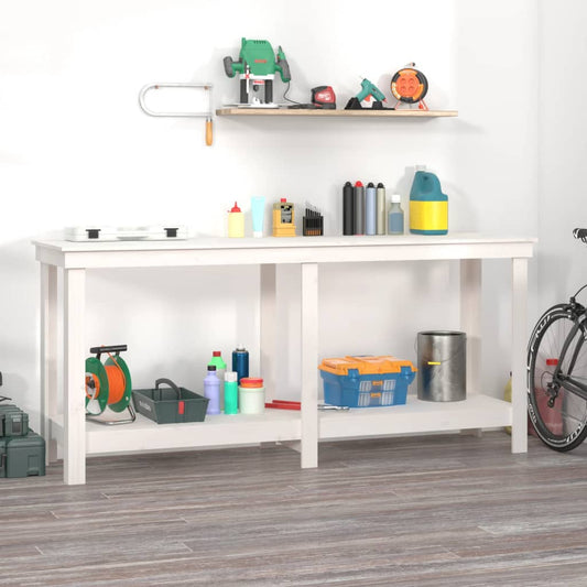 Work Bench White 180x50x80 cm Solid Wood Pine Work Bench White 180x50x80 cm Solid Wood Pine