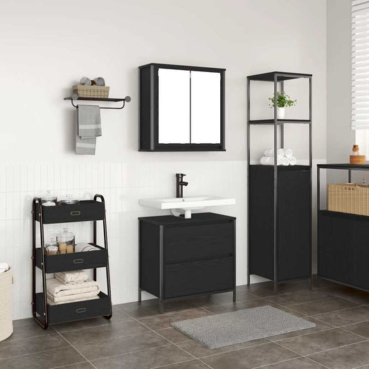 2 Piece Bathroom Furniture Set Black Oak Engineered Wood 2 Piece Bathroom Furniture Set Black Oak Engineered Wood