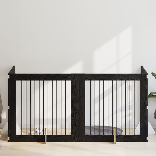 Foldable Dog Gate with Stands 4 pcs Black Oak 401 cm Foldable Dog Gate with Stands 4 pcs Black Oak 401 cm