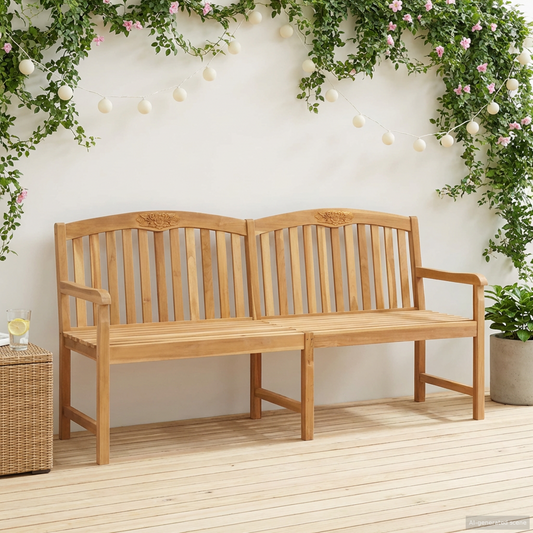 Handcarved Rose Bench 150 x 60 x 90 cm Solid Teak Wood Natural Handcarved Rose Bench 150 x 60 x 90 cm Solid Teak Wood Natural