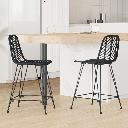 Bar Chair 2 pcs 44.5 x 54.5 x 97.5 cm Rattan and Iron Bar Chair 2 pcs 44.5 x 54.5 x 97.5 cm Rattan and Iron