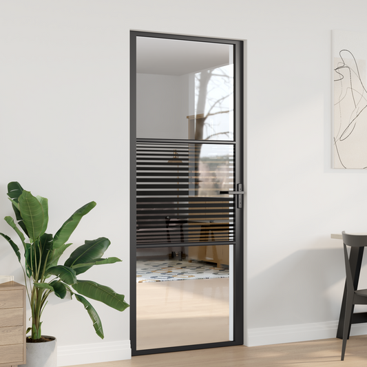 Glass Door 83 x 3.5 x 201.5 cm Aluminium Black Glass Door 83 x 3.5 x 201.5 cm Aluminium Black