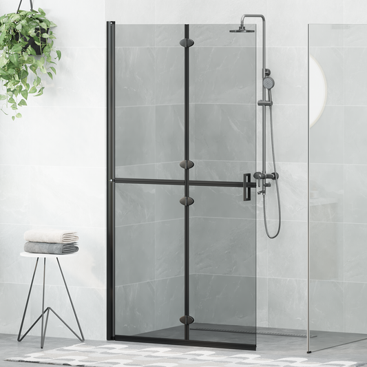 Walk-In Shower Wall Folding Black 100 x 6.5 x 190 cm Walk-In Shower Wall Folding Black 100 x 6.5 x 190 cm