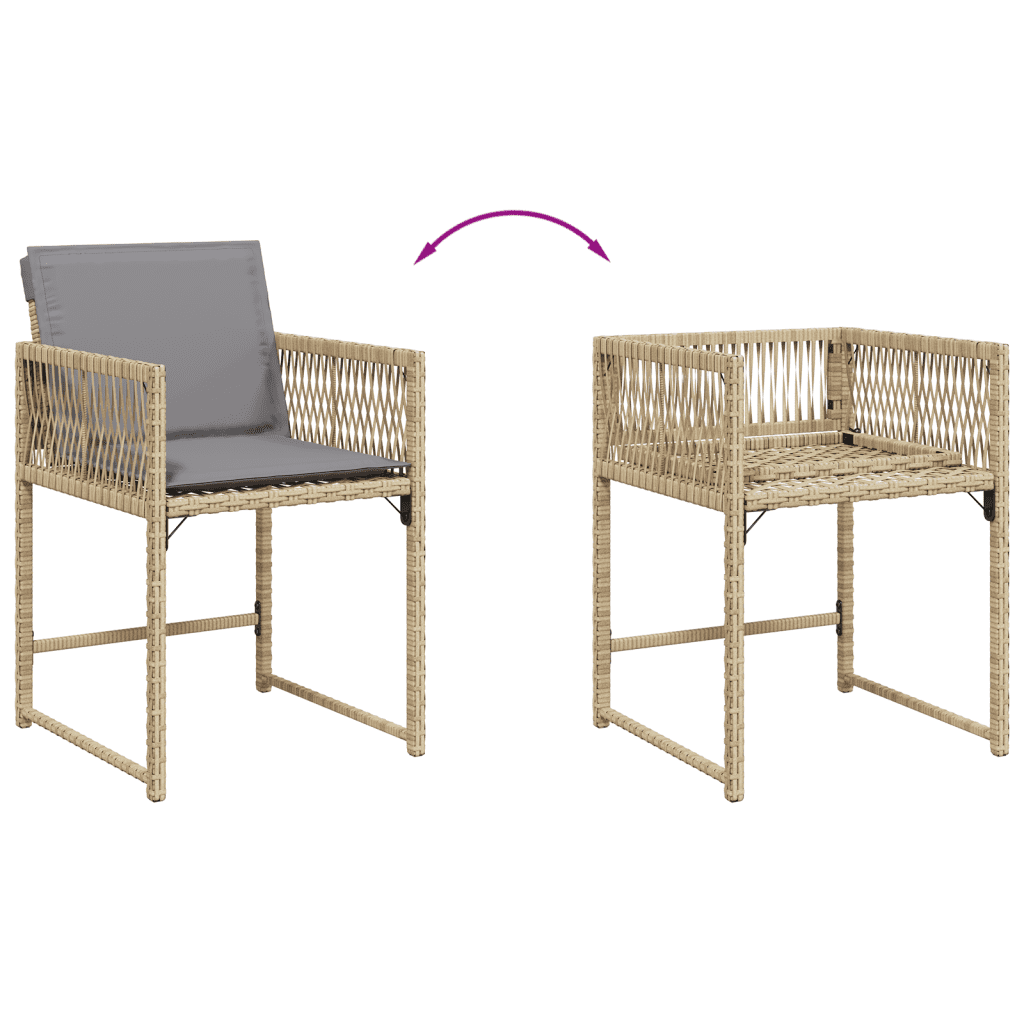 13 Piece Garden Dining Set with Cushions Mix Beige Poly Rattan