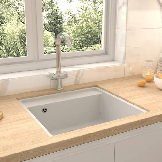 147064 vidaXL Kitchen Sink with Overflow Hole White Granite 147064 vidaXL Kitchen Sink with Overflow Hole White Granite