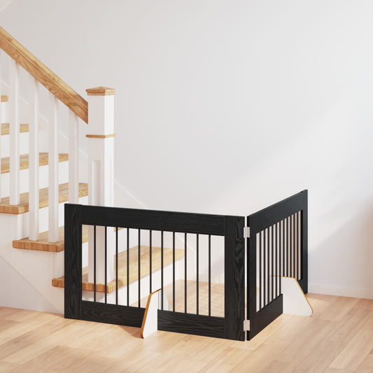 Foldable Dog Gate with Stands 2 pcs Black Oak 200.5 cm Foldable Dog Gate with Stands 2 pcs Black Oak 200.5 cm