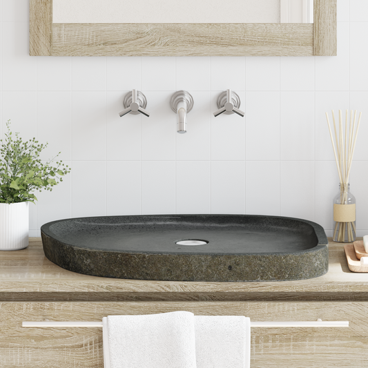 Wash Basin Grey 65 x 50 x 6 cm River Stone Wash Basin Grey 65 x 50 x 6 cm River Stone