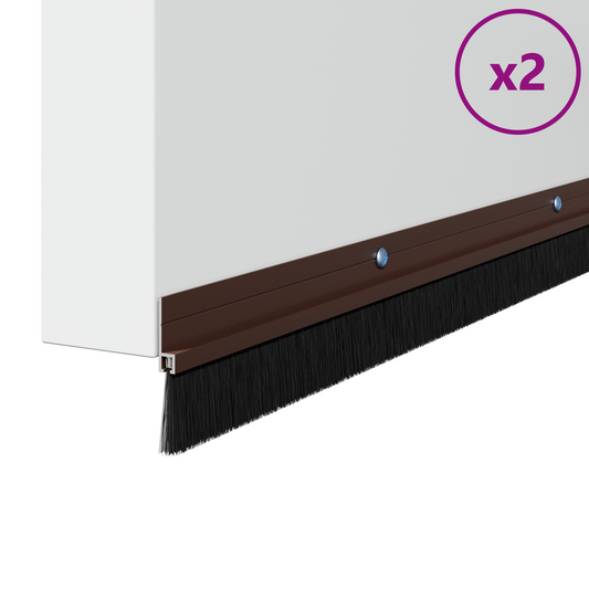 Screw-on Door Brush Seals 2 pcs Brown 100 cm Aluminium Alloy Screw-on Door Brush Seals 2 pcs Brown 100 cm Aluminium Alloy