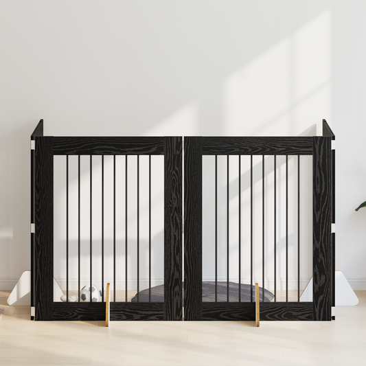 Foldable Dog Gate with Stands 4 pcs Black Oak 321 cm Foldable Dog Gate with Stands 4 pcs Black Oak 321 cm