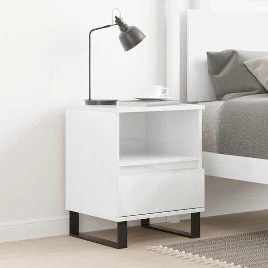 Bedside Cabinet High Gloss White 40x35x50 cm Engineered Wood Bedside Cabinet High Gloss White 40x35x50 cm Engineered Wood
