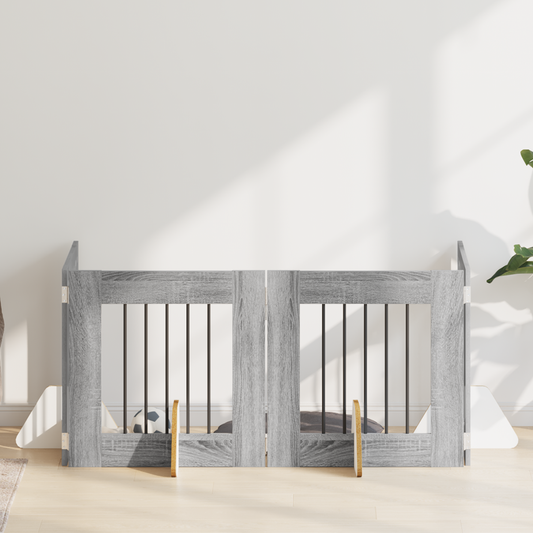 Foldable Dog Gate with Stands 4 pcs Grey Sonoma 241 cm Foldable Dog Gate with Stands 4 pcs Grey Sonoma 241 cm