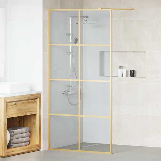 Walk-in Shower Wall Gold 100 x 195 cm Tempered Glass Walk-in Shower Wall Gold 100 x 195 cm Tempered Glass