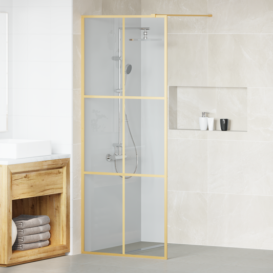 Walk-in Shower Wall Gold 80 x 195 cm Tempered Glass Walk-in Shower Wall Gold 80 x 195 cm Tempered Glass