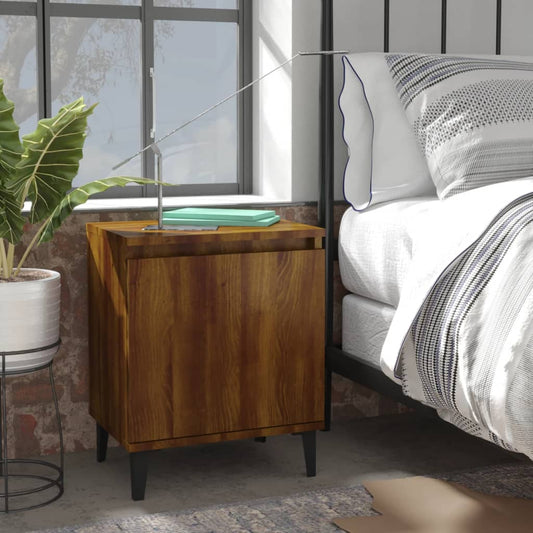Bed Cabinet with Metal Legs Brown Oak 40x30x50 cm Bed Cabinet with Metal Legs Brown Oak 40x30x50 cm