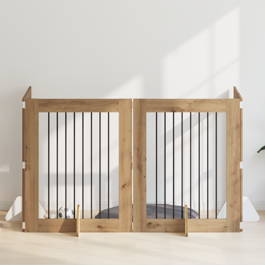 Foldable Dog Gate with Stands 4 pcs Artisan Oak 321 cm Foldable Dog Gate with Stands 4 pcs Artisan Oak 321 cm