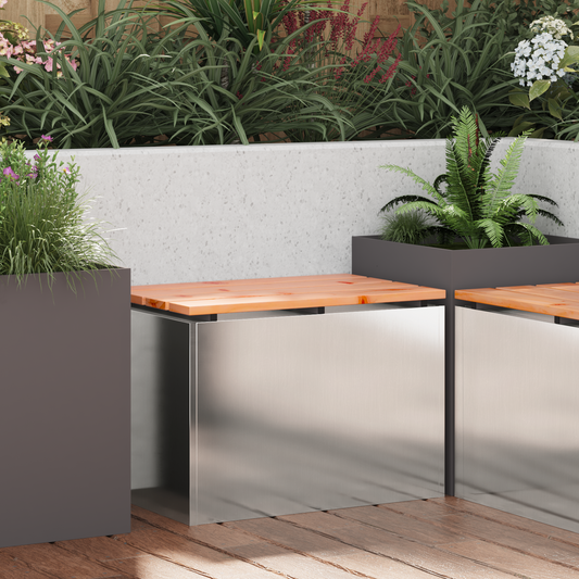 Garden Bench Silver 60 x 40 x 43 cm Stainless steel Garden Bench Silver 60 x 40 x 43 cm Stainless steel