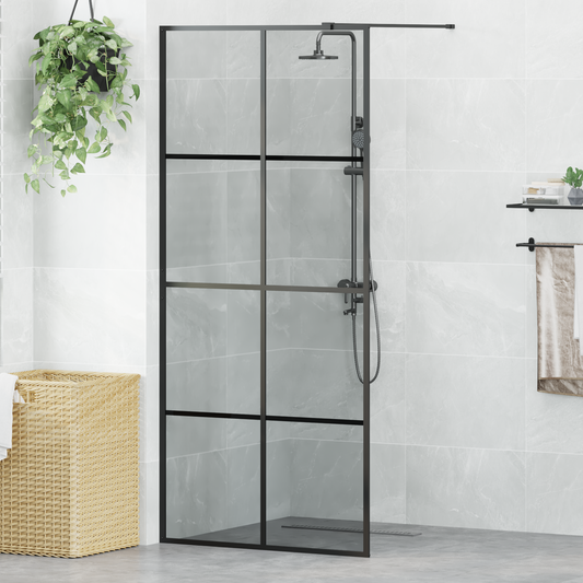 Walk-in Shower Wall Black 90 x 195 cm Tempered Glass Walk-in Shower Wall Black 90 x 195 cm Tempered Glass