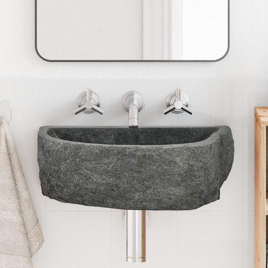 Wall-mounted Basin Grey 45 x 35 x 15 cm River Stone Wall-mounted Basin Grey 45 x 35 x 15 cm River Stone