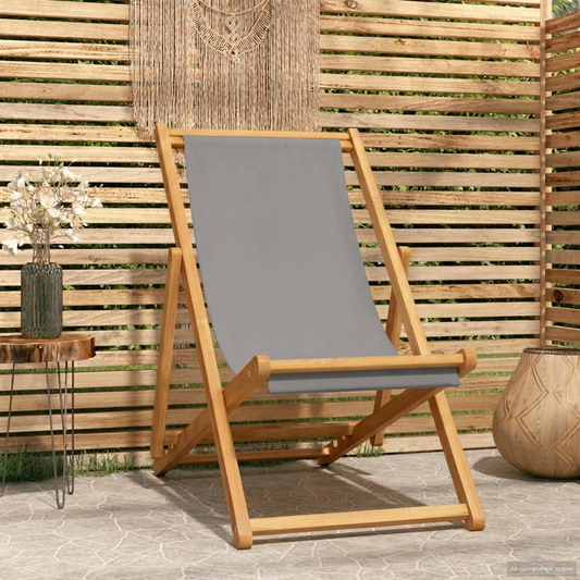 Beach Chair Light Grey Solid Teak Wood Beach Chair Light Grey Solid Teak Wood