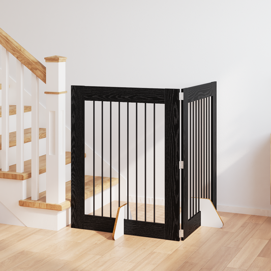 Foldable Dog Gate with Stands 2 pcs Black Oak 160.5 cm Foldable Dog Gate with Stands 2 pcs Black Oak 160.5 cm
