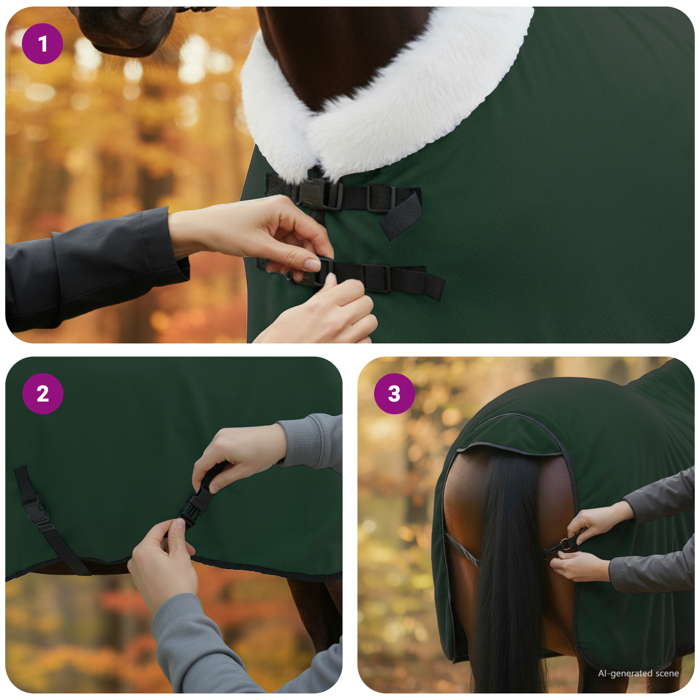 Horse Blanket Full Dark Green 95 cm Polar fleece