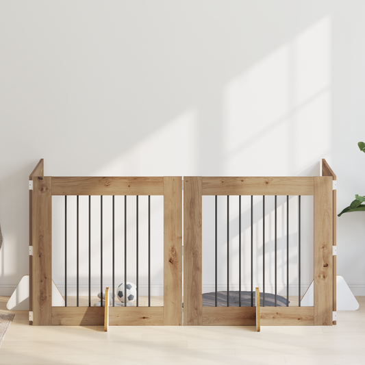 Foldable Dog Gate with Stands 4 pcs Artisan Oak 321 cm Foldable Dog Gate with Stands 4 pcs Artisan Oak 321 cm