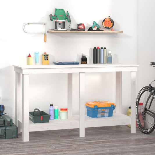 Work Bench White 140x50x80 cm Solid Wood Pine Work Bench White 140x50x80 cm Solid Wood Pine