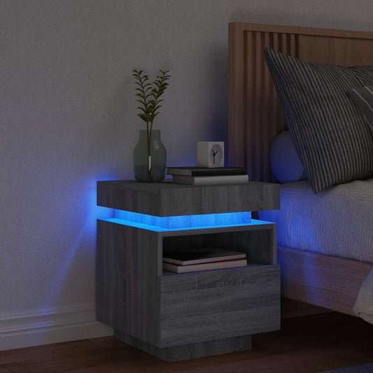 Bedside Cabinet with LED Lights Grey Sonoma 40x39x48.5 cm Bedside Cabinet with LED Lights Grey Sonoma 40x39x48.5 cm
