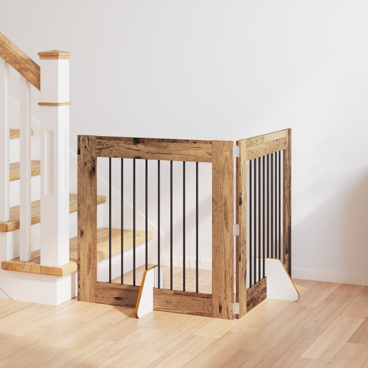 Foldable Dog Gate with Stands 2 pcs Old Wood 160.5 cm Foldable Dog Gate with Stands 2 pcs Old Wood 160.5 cm