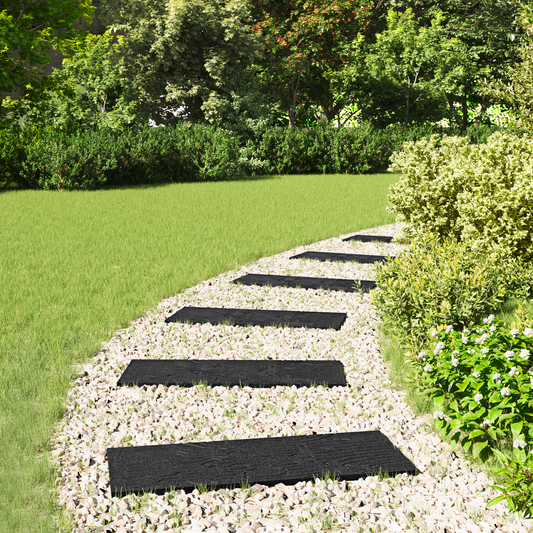 Stepping Stone 6 pcs Black 60.5 x 25 x 2 cm Rubber Stepping Stone 6 pcs Black 60.5 x 25 x 2 cm Rubber
