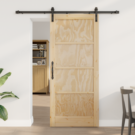Sliding Door Natural and Black 86 x 198.5 cm Solid Pine Wood Sliding Door Natural and Black 86 x 198.5 cm Solid Pine Wood