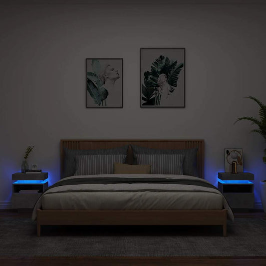 Bedside Cabinets with LED Lights 2 pcs Concrete Grey 40x39x48.5 cm Bedside Cabinets with LED Lights 2 pcs Concrete Grey 40x39x48.5 cm