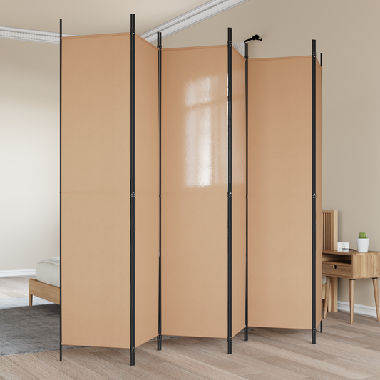 6-Panel Room Divider Beige 300 x 220 cm Fabric 6-Panel Room Divider Beige 300 x 220 cm Fabric