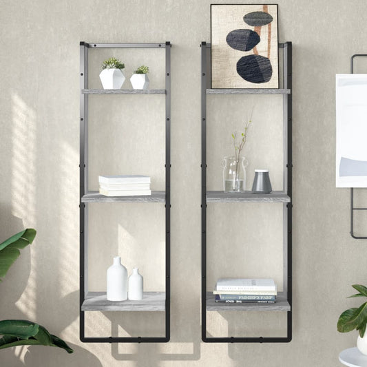3-Tier Wall Shelf Grey Sonoma 30x25x100 cm Engineered Wood 3-Tier Wall Shelf Grey Sonoma 30x25x100 cm Engineered Wood