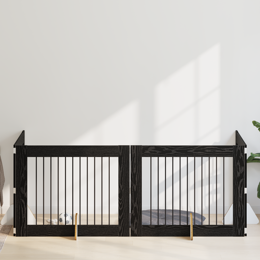 Foldable Dog Gate with Stands 4 pcs Black Oak 401 cm Foldable Dog Gate with Stands 4 pcs Black Oak 401 cm