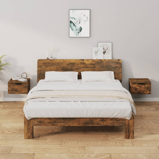 Wall-mounted Bedside Cabinets 2 pcs Smoked Oak 34x30x20 cm Wall-mounted Bedside Cabinets 2 pcs Smoked Oak 34x30x20 cm